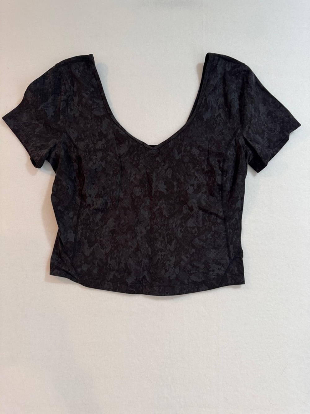 lululemon athletica Black Short Sleeve V-Neck Crop Top